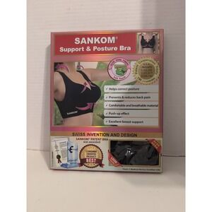 Sankom SUPPORT & POSTURE BRA Size S/M Bamboo Black, Push Up Effect, NIB